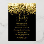 Invitación Con Relieve Metalizado Oro Purpurina Negro 60 cumpleaños fiesta de oro<br><div class="desc">Invitación al Relieve metalizado dorado de la fiesta de cumpleaños 60 del Purpurina de oro negro Ver otras invitaciones en nuestro Nicho y tienda de nidos</div>