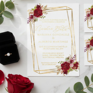 Invitación Con Relieve Metalizado Oro Real Boda Española Nuestra Boda