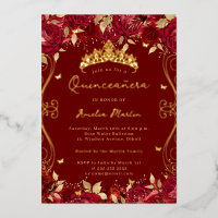 Oro Rojo Rubí Remolino Pergamino Floral Quinceañer