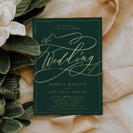 Invitación Con Relieve Metalizado Oro Romántico con Hojas | Boda de Marco de Esmeral