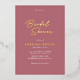 Invitación Con Relieve Metalizado Oro rosa | Sencilla ducha de novia Minimalista