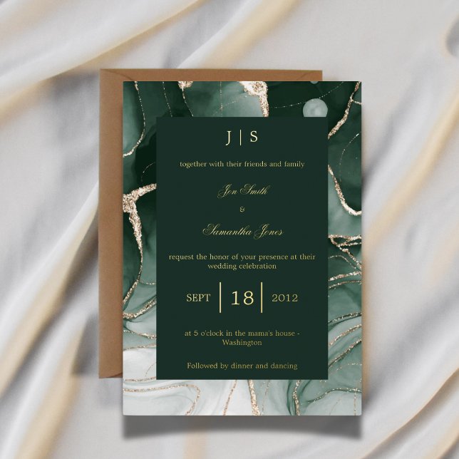 Invitación Con Relieve Metalizado Oro verde esmeralda (Subido por el creador)