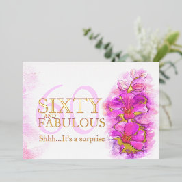 Invitación Con Relieve Metalizado Orquídea acuarela púrpura Sesenta y fabuloso