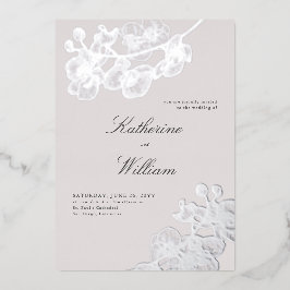 Invitación Con Relieve Metalizado Orquídeas clásicas clásicas formales Tux Boda Silv