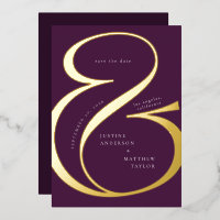 Oscuro morado oro Ampersand Typography Save Date
