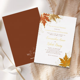 Invitación Con Relieve Metalizado Otoño Caída Acuarela Sale Personalizado Boda