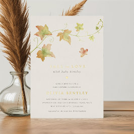 Invitación Con Relieve Metalizado Otoño deja el Baby Shower de otoño moderno