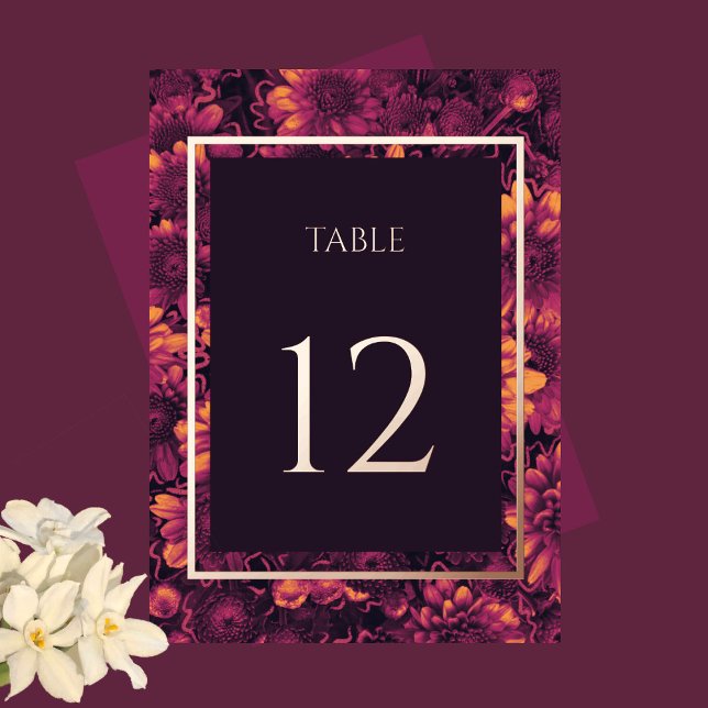 Invitación Con Relieve Metalizado Otoño Magic Garden Floral Table Numbers Gold (Subido por el creador)