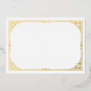 Invitación Con Relieve Metalizado Página de certificado de hoja de oro Marco de bord
