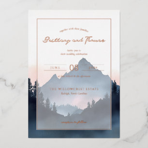 Invitación Con Relieve Metalizado Paisaje montañoso pastel tranquilo