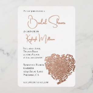 Invitación Con Relieve Metalizado Palabras de Amor Romántico Corazón Despedida de So