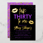Invitación Con Relieve Metalizado Palabras De Oro Púrpura Treinta Para Mí Leopard 30<br><div class="desc">Más invitaciones de cumpleaños de Bonito en la Pequeña Tienda Bayleigh!</div>