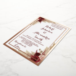 Invitación Con Relieve Metalizado Pampas Grass Boda Rosa Gold