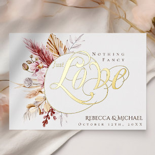 Invitación Con Relieve Metalizado Pampas Grass No Fancy Just Love Boho Boda