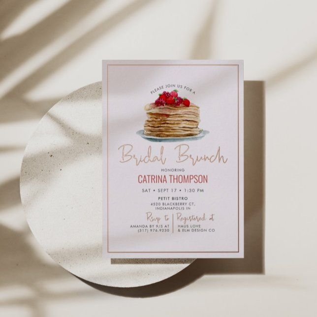 Invitación Con Relieve Metalizado Pancakes modernos Bridal Brunch Shower Rosa Gold (Subido por el creador)