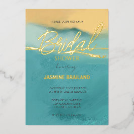 Invitación Con Relieve Metalizado Panorama artístico Resumen Bridal Shower Gold