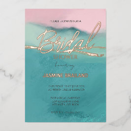 Invitación Con Relieve Metalizado Panorama artístico Resumen Bridal Shower Gold