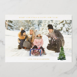 Invitación Con Relieve Metalizado Panoramic Chic H Foto - Árbol de Navidad