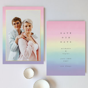 Invitación Con Relieve Metalizado Papel Aluminio Arcoíris LGBTQ