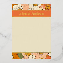 Papel de carta de aluminio floral naranja vertical