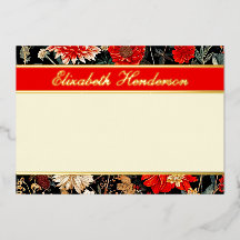 Papel de carta de foil floral rojo y crema horizon