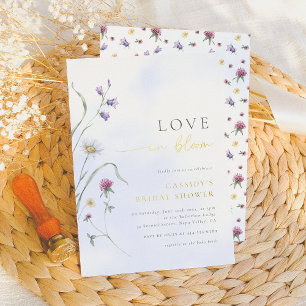 Invitación Con Relieve Metalizado Papel de estaño Novia en flor Ducha de novia de