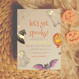 Invitación Con Relieve Metalizado Papel de estaño prensado Cumpleaños de Halloween