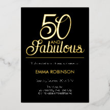 Papel de oro "50 y fabuloso" Quincuagésimo cumplea