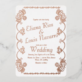 Invitación Con Relieve Metalizado Papel Picado Mexicano Casamiento Prensado Folk 