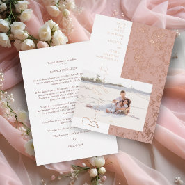 Invitación Con Relieve Metalizado Pareja de fotos moderna de oro rosa sé nuestro inv