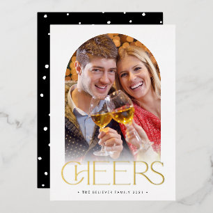 Invitación Con Relieve Metalizado PAREJA DE NAVIDAD superposición moderna de foto de