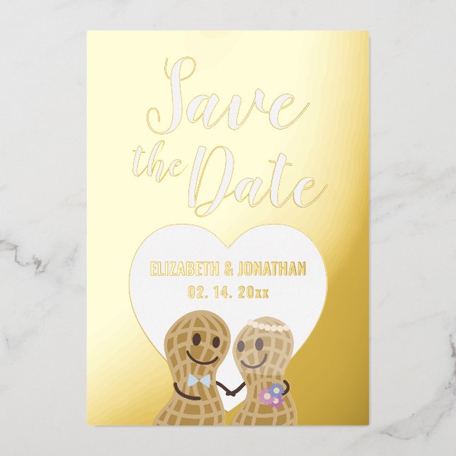 Invitación Con Relieve Metalizado Pareja elegante moderna foto boda salvar la fecha (Anverso)