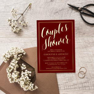 Invitación Con Relieve Metalizado Parejas de boda de tipografía moderna Regalo de du