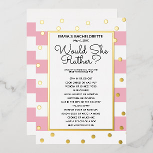 Invitación Con Relieve Metalizado Partido Bachelorette - ¿Prefiere? Bride