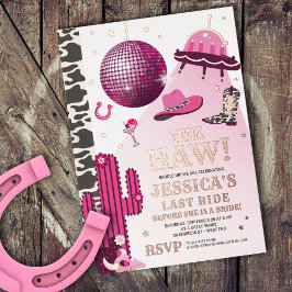 Invitación Con Relieve Metalizado Partido Bachelorette Space Cowgirl
