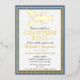 Invitación Con Relieve Metalizado Partido de compromiso azul de marisco