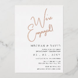 Invitación Con Relieve Metalizado Partido de compromiso de caligrafía de guión simpl