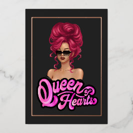 Invitación Con Relieve Metalizado Partido de Cumpleaños del Chica Red Haired