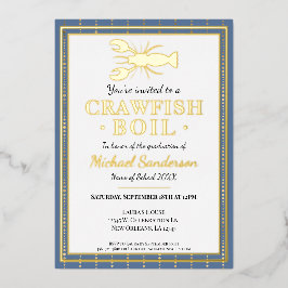 Invitación Con Relieve Metalizado Partido de Graduación Azul del Marisco