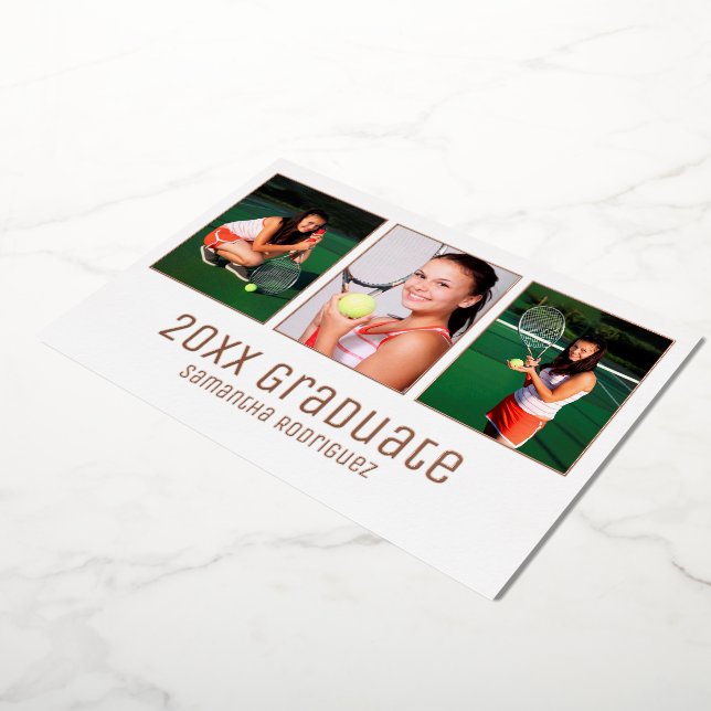 Invitación Con Relieve Metalizado Partido de Graduación de Foto de Graduado de Oro R (girado)