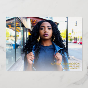 Invitación Con Relieve Metalizado Partido de Graduación de Foto de Mod de Script - B