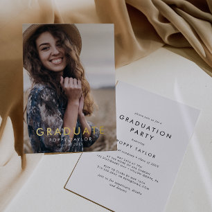 Invitación Con Relieve Metalizado Partido de Graduación de Foto del Relieve metaliza