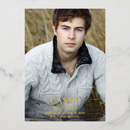 Invitación Con Relieve Metalizado Partido de Graduación de Fotografía de Nombre de M