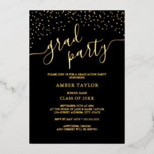 Invitación Con Relieve Metalizado Partido de Graduación de Fotografía de Oro de Conf