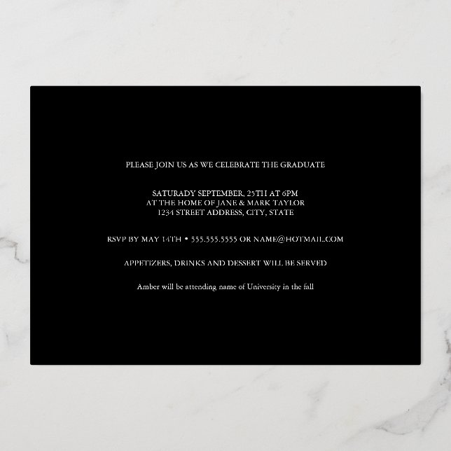 Invitación Con Relieve Metalizado Partido de Graduación de Fotos Confetti de Relieve (Reverso )