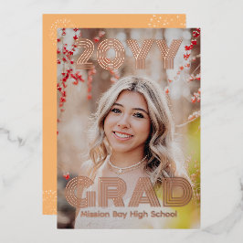 Invitación Con Relieve Metalizado Partido de graduación de fotos de moda