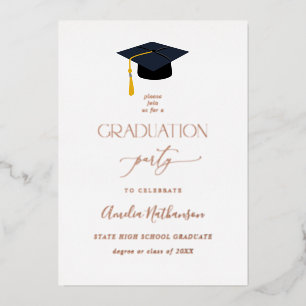 Invitación Con Relieve Metalizado Partido de Graduación de Gorra de Graduación Compl