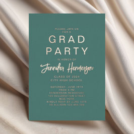 Invitación Con Relieve Metalizado Partido de Graduación de Guión Dorado del Rosa Ver
