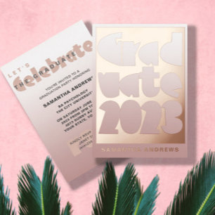 Invitación Con Relieve Metalizado Partido de Graduación de Relieve metalizado dorado