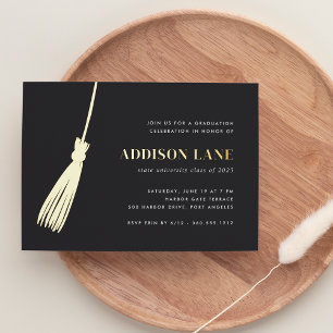 Invitación Con Relieve Metalizado Partido de Graduación de Tassel Gold